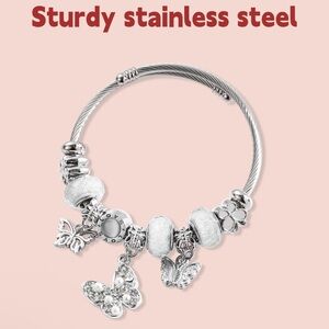 Elegant Silver butterfly Charm Bracelet